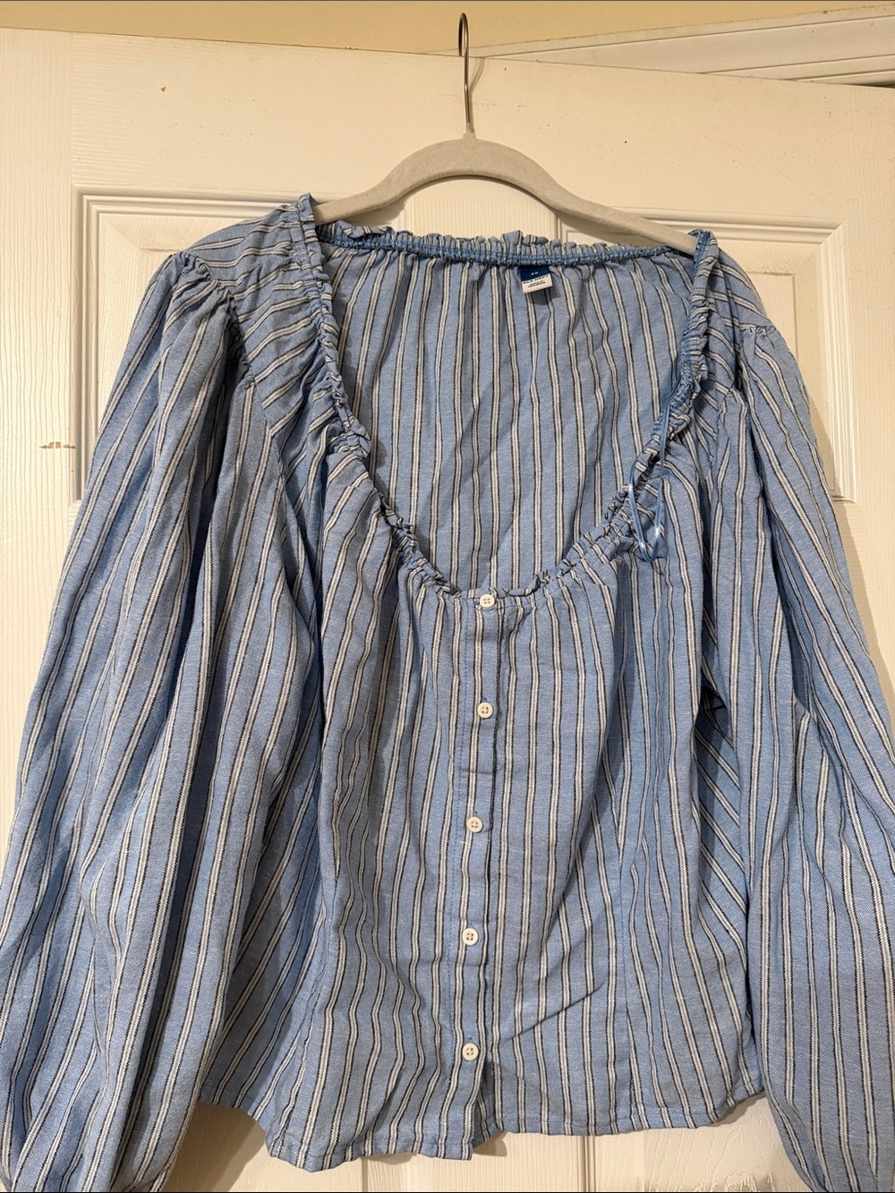 Old Navy Light Blue and White Striped Top